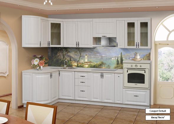 Угловая кухня Веста 1330х2800, цвет Сандал белый в Петрозаводске - изображение