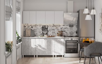 Готовый кухонный гарнитур КГ-1 1800, белый/белый/цемент светлый/антарес в Петрозаводске