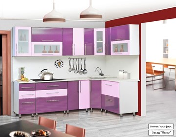 Угловая кухня Мыло 224 2600х1600, цвет Фиолет/Пастель фиолет в Петрозаводске - предосмотр