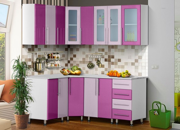 Угловая кухня Мыло 224 1800х1400, цвет Виолетта/Сирень в Петрозаводске - изображение