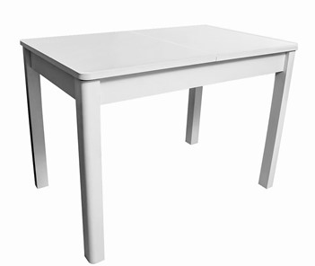 Кухонный раскладной стол Айсберг-07 СТ1, белое ЛДСП/стекло белое/прямые массив белый в Петрозаводске - предосмотр