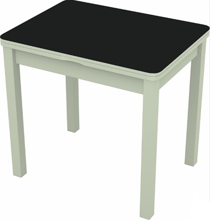 Кухонный стол раскладной Бари дерево №8 (стекло черное/белый) в Петрозаводске - изображение