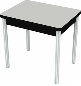 Кухонный стол раскладной Бари хром №6 (стекло белое/черный) в Петрозаводске - предосмотр