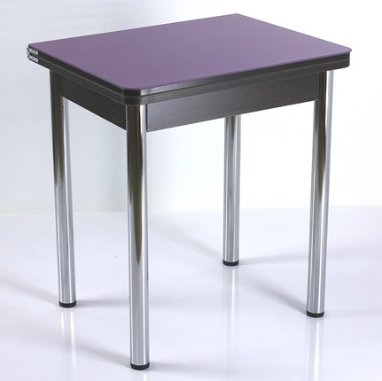 Кухонный пристенный стол СПА-02 СТ2, венге ЛДСП/стекло фиолетовый/39 прямые трубки хром в Петрозаводске - изображение