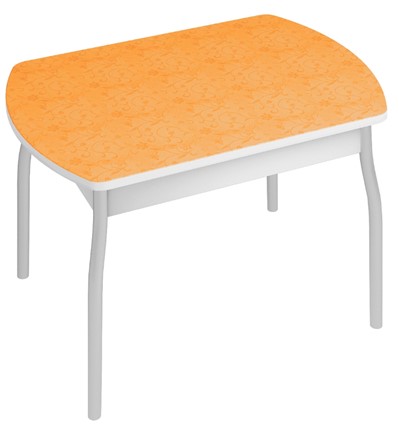 Кухонный обеденный стол Орфей-6, Оранжевые цветы в Петрозаводске - изображение