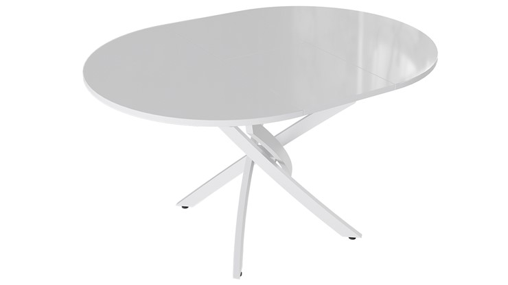 Кухонный стол раскладной Diamond тип 3 (Белый муар/Белый глянец) в Петрозаводске - изображение 1