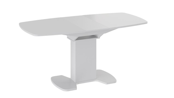 Кухонный раскладной стол Портофино (СМ(ТД)-105.02.11(1)), цвет Белый глянец/Стекло белое в Петрозаводске - изображение 1