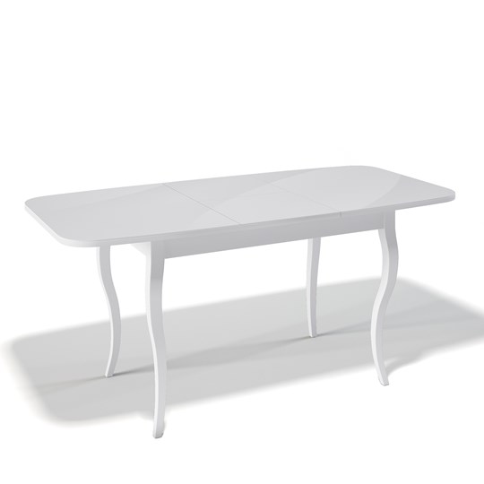 Кухонный стол раздвижной Kenner 1200C (Белый/Стекло белое глянец) в Петрозаводске - изображение 1