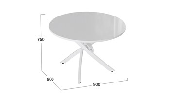 Кухонный обеденный стол Diamond тип 2 (Белый муар/Белый глянец) в Петрозаводске - предосмотр 1