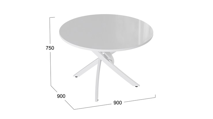 Кухонный обеденный стол Diamond тип 2 (Белый муар/Белый глянец) в Петрозаводске - изображение 1