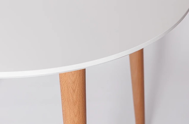 Обеденный круглый раздвижной стол Белая Эмаль д. 100 см МДФ ножки светлый орех в Петрозаводске - изображение 21