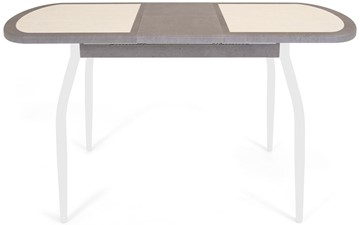 Кухонный раздвижной стол Будапешт-1 ПЛ (ноги белые, плитка бежевая/серый камень) в Петрозаводске - предосмотр 4