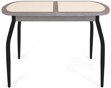 Кухонный стол раздвижной Будапешт-1 ПЛ (ноги черные, плитка бежевая/серый камень) в Петрозаводске - предосмотр 1