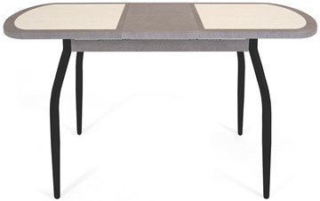 Кухонный стол раздвижной Будапешт-1 ПЛ (ноги черные, плитка бежевая/серый камень) в Петрозаводске - предосмотр 3