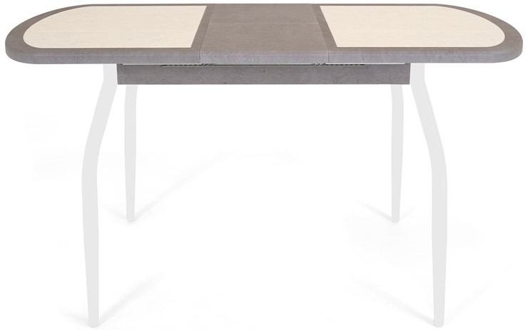 Кухонный стол раздвижной Будапешт-мини ПЛ (ноги белые, плитка бежевая/серый камень) в Петрозаводске - изображение 3