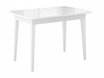 Кухонный раздвижной стол Dikline M110 Белый/стекло белое глянец/ножки MM белые в Петрозаводске