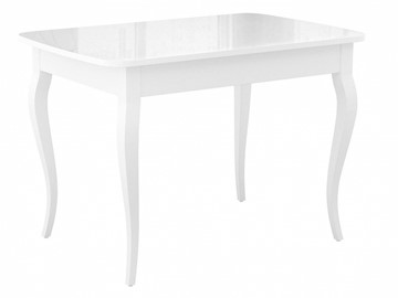 Кухонный стол раздвижной Dikline M120 Белый/стекло белое глянец/ножки MC белые в Петрозаводске