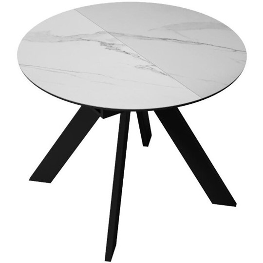 Обеденный раздвижной стол DikLine SKC100 D1000 Керамика Белый мрамор / опоры черные в Петрозаводске - изображение 4