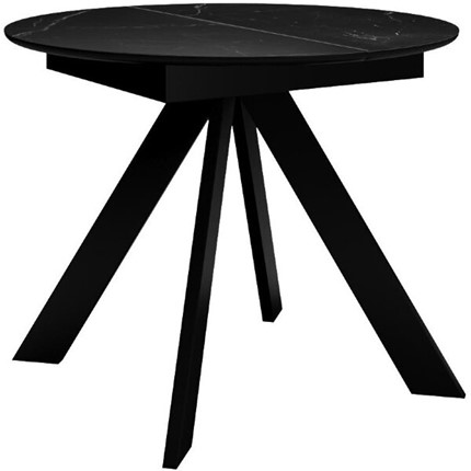 Кухонный раздвижной стол DikLine SKC100 D1000 Керамика Черный мрамор / опоры черные в Петрозаводске - изображение