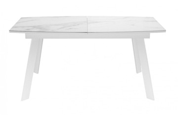 Кухонный раскладной стол Dikline XLS160 мрамор белый глянец/ножки белые в Петрозаводске - предосмотр 1