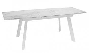Кухонный раскладной стол Dikline XLS160 мрамор белый глянец/ножки белые в Петрозаводске - предосмотр 2