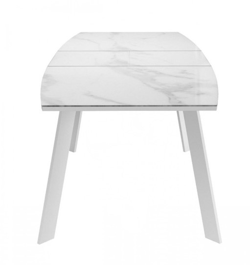 Кухонный раскладной стол Dikline XLS160 мрамор белый глянец/ножки белые в Петрозаводске - изображение 3