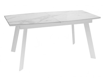 Кухонный раскладной стол Dikline XLS160 мрамор белый глянец/ножки белые в Петрозаводске - предосмотр