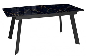 Кухонный раздвижной стол Dikline XLS160 мрамор черный глянец/ножки черные в Петрозаводске - предосмотр