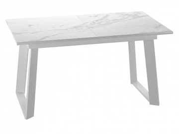 Кухонный стол раскладной Dikline ZLS140 Мрамор белый глянец/ножки белые в Петрозаводске