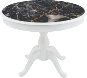 Кухонный стол раскладной Фабрицио-1 Glass, Круг 1000, фотопечать (Мрамор 10) в Петрозаводске - предосмотр