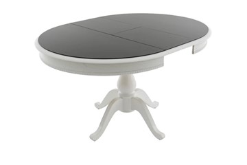 Кухонный стол раскладной Фабрицио-1 Glass Круг 820, (Тон 9 - Эмаль белая + Чёрное) в Петрозаводске - предосмотр 2