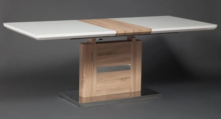 Раздвижной стол FOSTER (mod. 8070) high glossy/закаленное стекло, 160/200x90x75, дерево/белый в Петрозаводске - изображение 11