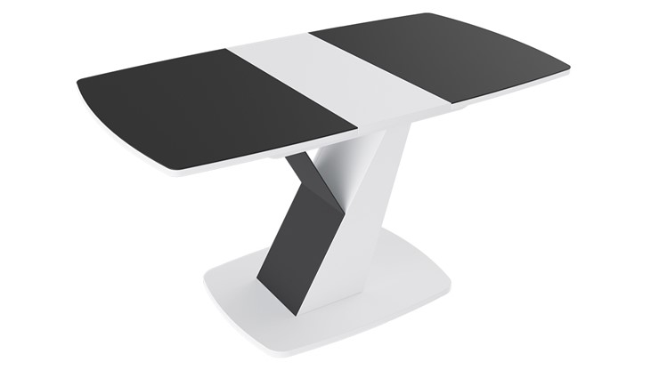 Кухонный стол раскладной Гарда тип 1, цвет Белый/Стекло матовое черный графит в Петрозаводске - изображение 1