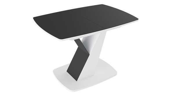 Кухонный стол раскладной Гарда тип 1, цвет Белый/Стекло матовое черный графит в Петрозаводске - изображение