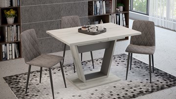 Кухонный раздвижной стол Гавана тип 1 (Дуб крафт белый/Серый графит) в Петрозаводске - предосмотр 4