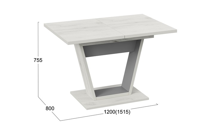 Кухонный раздвижной стол Гавана тип 1 (Дуб крафт белый/Серый графит) в Петрозаводске - изображение 5