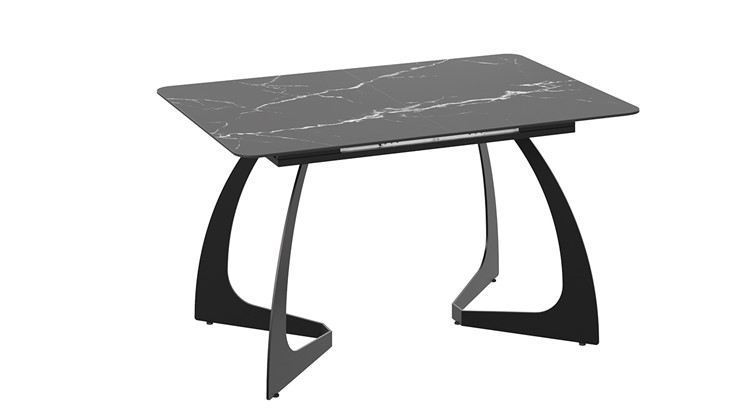 Обеденный раздвижной стол Конкорд Тип 2 (Черный муар/Стекло матовое черный мрамор) в Петрозаводске - изображение 2
