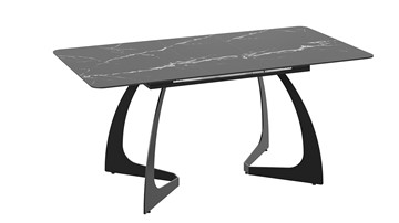 Обеденный раздвижной стол Конкорд Тип 2 (Черный муар/Стекло матовое черный мрамор) в Петрозаводске - предосмотр 3