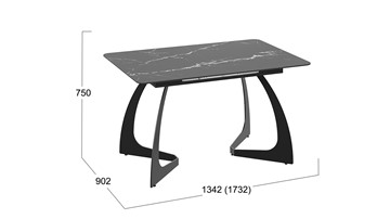 Обеденный раздвижной стол Конкорд Тип 2 (Черный муар/Стекло матовое черный мрамор) в Петрозаводске - предосмотр 7