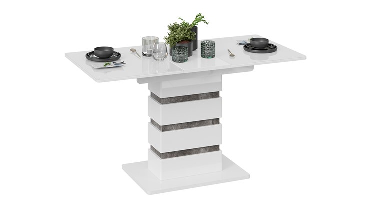 Кухонный раскладной стол Мадейра тип 1 (Белый глянец/Ателье темный) в Петрозаводске - изображение 1