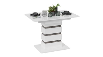 Кухонный раскладной стол Мадейра тип 1 (Белый глянец/Ателье темный) в Петрозаводске - предосмотр