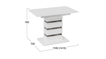 Кухонный раскладной стол Мадейра тип 1 (Белый глянец/Ателье темный) в Петрозаводске - предосмотр 5