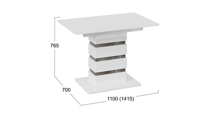 Кухонный раскладной стол Мадейра тип 1 (Белый глянец/Ателье темный) в Петрозаводске - изображение 5