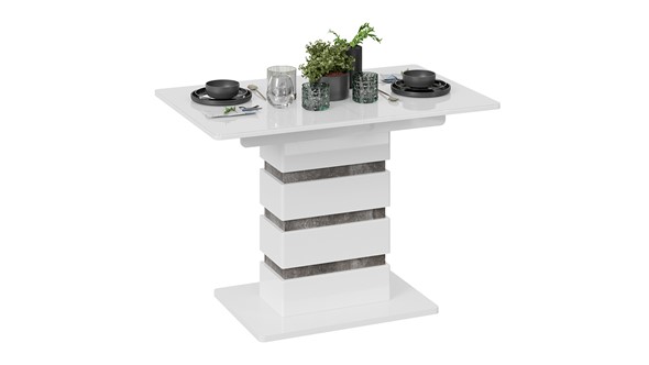 Кухонный раскладной стол Мадейра тип 1 (Белый глянец/Ателье темный) в Петрозаводске - изображение