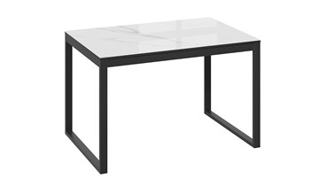 Кухонный стол раскладной Маркус Тип 1 (Черный муар, Стекло белый мрамор) в Петрозаводске - предосмотр 2