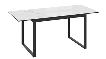 Кухонный стол раскладной Маркус Тип 1 (Черный муар, Стекло белый мрамор) в Петрозаводске - предосмотр 3