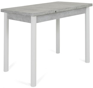 Кухонный стол раздвижной Милан-1 EVO, ноги металлические белые, светлый цемент в Петрозаводске - предосмотр
