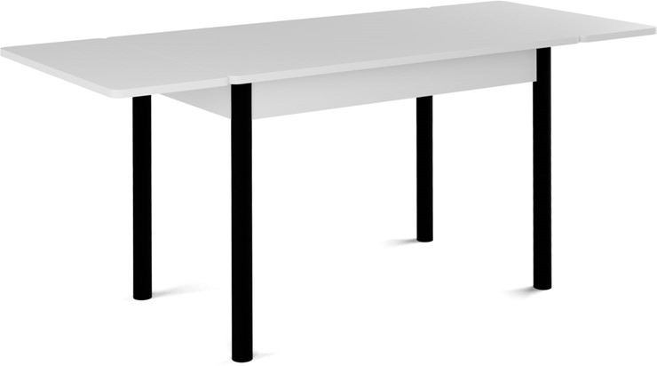 Кухонный раздвижной стол Милан-1 EVO, ноги металлические черные, белый цемент в Петрозаводске - изображение 1
