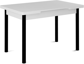 Кухонный раздвижной стол Милан-1 EVO, ноги металлические черные, белый цемент в Петрозаводске - предосмотр