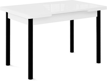 Раздвижной стол Милан-1 EVO, ноги металлические черные, стекло белое/серый в Петрозаводске - предосмотр